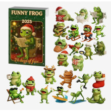 24 dagen kerstkalender met kikkers, aftelkalender, feestdecoratie 2D