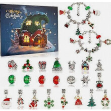 Kerstarmbandjes adventskalender 2026 voor meisjes, kindercadeaus, 2 stuks, 24 dagen met zeemeermin en eenhoorn, doe-het-zelf armbandjes en sieradenmaa