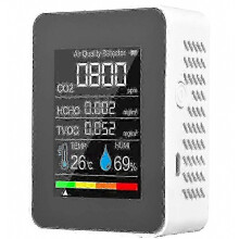 Tragbares 5-in-1-Gaswarngerät mit LCD-Farbbildschirm, CO2-Monitor und eingebautem Akku, weißes, belüftetes Gehäuse