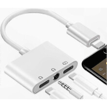 3-in-1 hoofdtelefoonadapter met Lightning- en 3,5 mm-aansluiting voor oordopjes