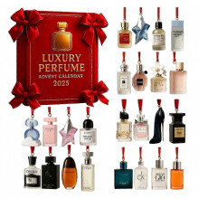 Luxe parfum-adventskalender voor vrouwen, 24 dagen aftellen naar de feestdagen met acryl bedeltjes.