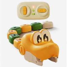 Remote Control Magnetic Eating Snake Toy, STEM Interactive Robot Snake, Electric RC Animal Toy, Educational Building Game Toy for Kids Birth