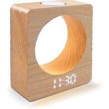 Houten digitale wekker met zonsopgangsimulatie, witte ruis en weklichtfunctie, perfect voor kinderen en tieners.