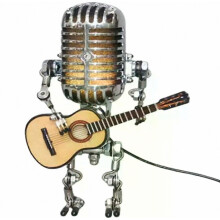 Creative Glow Model Ornaments Retro Decorations Robot Microphone for Playing Guitar Desk Lamp Home Decor Crafts