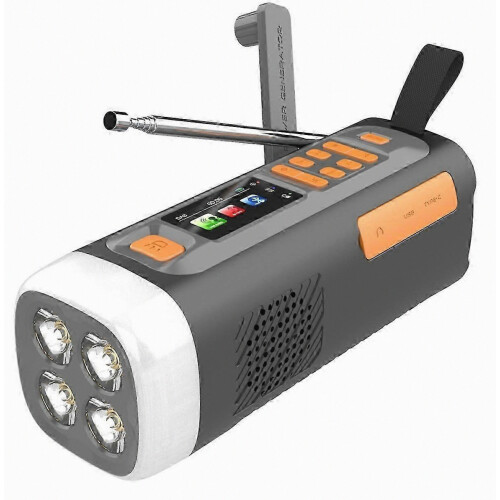 4500mAh Emergency FM/ Bluetooth Radio USB/Solar/Hand Crank Dynamo