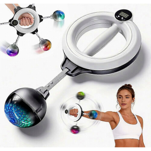 360 μοιρών Handcrank Arm Forearm Force Trainers με Led Lights Φορητό Workout Fit για την εκπαίδευση ώμων καρπο 1