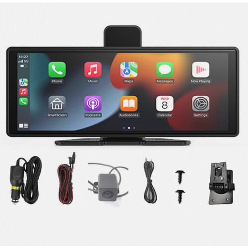 Display universale per Android Auto con CarPlay, dashcam e telecamera posteriore, Bluetooth, trasmettitore FM e mirroring dello schermo, centro di int