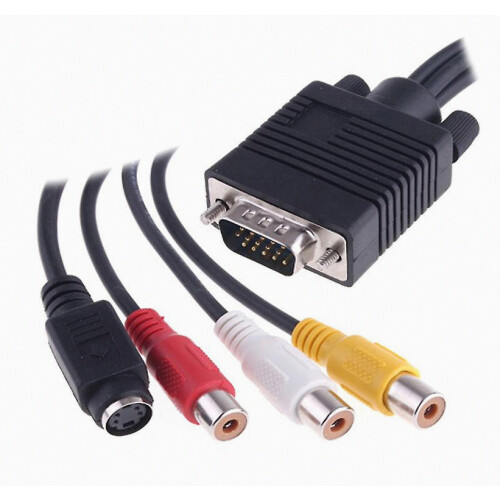 Cavo adattatore VGA a AV TV S-Video 3 Convertitore audio video resistente per PC computer 2