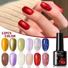 TARTU nagellakset, 12 kleuren, semi-permanente gel polish, UV/LED, HEMA-vrij en TPO-vrij met pailletten shimmer