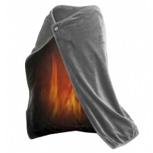 Usb Rechargeable Heated Plush Shawl Pad Warming Electric Blanket (grey)