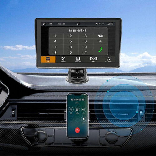 Display universale per Android Auto con CarPlay, dashcam e telecamera posteriore, Bluetooth, trasmettitore FM e mirroring dello schermo, centro di int 2