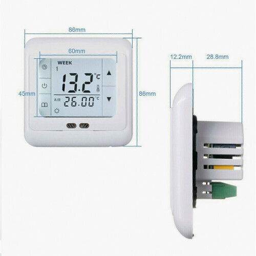 Thermostats Room Temperature Controller with LCD Digital Touchscreen Underfloor Heating White 2