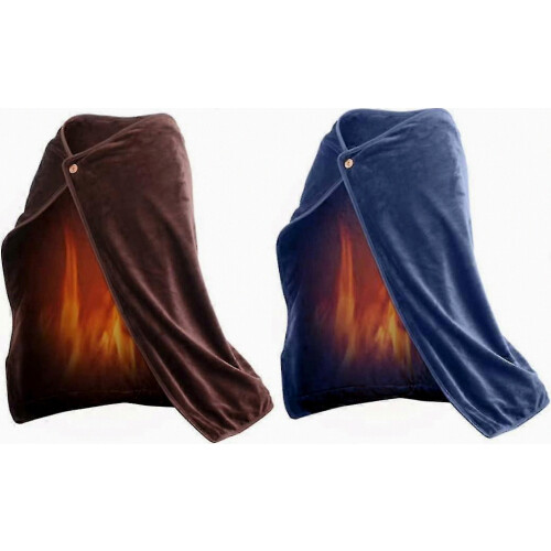 Usb Rechargeable Heated Plush Shawl Pad Warming Electric Blanket (grey) 1