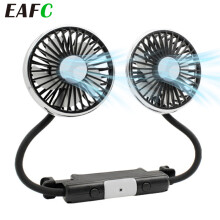 EAFC Ventilateur voiture double tête USB Type-C, 3 vitesses, réglable 360 degrés, avec éclairage LED