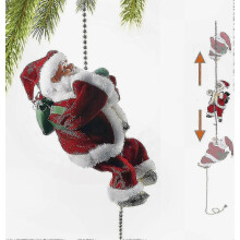 Beleuchteter, musikalischer Kletter-Weihnachtsmann mit Sound, batteriebetriebene, bewegliche Dekoration