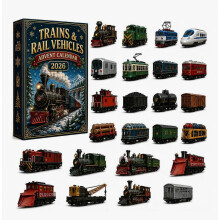 Treinen en railvoertuigen adventskalender, 24-daagse kerstkalender met minitreintjes als verrassing, kerstcadeau voor kinderen