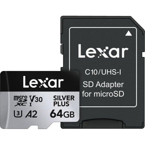 Lexar MicroSDXC-Speicherkarte - LEXAR - Silver Plus 64 GB - V30 - 205 MB/s Lesen - 150 MB/s Schreiben