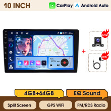 Podofo Autoradio Android 13, Écran Tactile 10 pouces 4+64Go, GPS, CarPlay et Android Auto Sans Fil, FM RDS