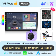 Junsun autoradio, 9 inch IPS touchscreen, Android 15, 4GB+64GB, draadloos Apple CarPlay en Android Auto voor Peugeot 407