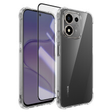 Avizar Hoesje voor Honor 600 Smart Soepel Silicone 2mm met Gehard Glas HD