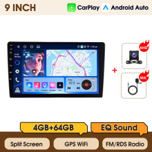 Podofo Autoradio, Système Android 13, 4 Go RAM + 64 Go ROM, Écran IPS, CarPlay et Android Auto sans fil, 9 Inch AHD MIC