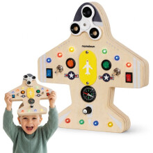 Placa de manipulação - MAMABRUM - Avião - Bússola verdadeira - Hélice giratória - 10 LEDs coloridos