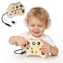 Placa de manipulação - MAMABRUM - Mini controle de jogo - 7 módulos interativos - 7 LEDs coloridos - Compacto 10x14 cm
