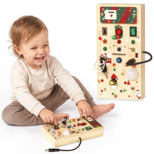 Planche de manipulation - MAMABRUM - Busy Board Mamabrum - 8 modules interactifs - Décor de Noël - LED et mélodie