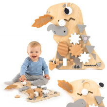 Tabela de manipulação - MAMABRUM - MAM278 Dino Busy - 10 elementos sensoriais - Madeira maciça - A partir de 18 meses