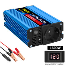 Wechselrichter, reiner Sinus-Konverter, 12V 1600W 220V EU, mit LED-Anzeige