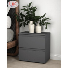 2 Drawer Bedside Cabinet Bedroom Furniture Nightstand Storage-Grey