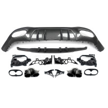 Mercedes Benz Classe A W177 achterbumperdiffusor met uitlaatpijpen, glanzend zwart AMG Line stijl