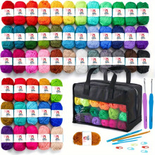 Kit de Crochet Complet 70 pièces, 52 couleurs de fil acrylique, accessoires de tricot pour débutants et adultes