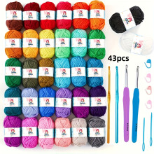 Kit de crochet complet 43 pièces, 52 couleurs de fil acrylique, outils de tricot pour débutants et adultes