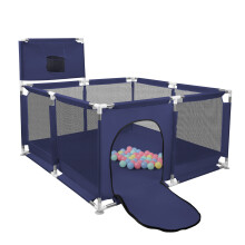 Parc pour bébé et enfants avec panier de basket, 126x126x66cm, aide à la marche, Bleu