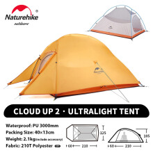 Naturehike Cloud Up 2-persoons tent, ultralicht 20D, waterdicht, oranje