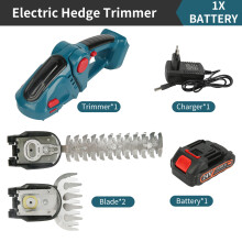 Taille-haie et tondeuse 2 en 1, 24V sans fil, batterie lithium-ion rechargeable, acier SK5, Bleu
