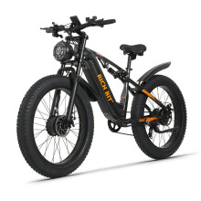 RICH BIT Vélo électrique tout-terrain C01, 26 pouces, double moteur 3000W, batterie 48V 20Ah, double suspension