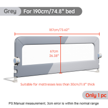 PANGDUBE Barre de sécurité pour lit bébé, pliable, réglable 1 à 30 cm, 190 cm
