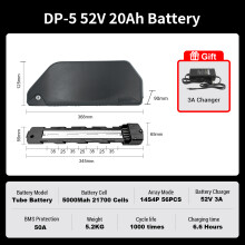 Batterie ESOULBIKE Polly 52V 20Ah pour vélo électrique, batterie tube diagonal lithium
