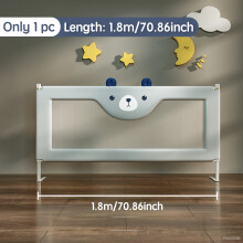 PANGDUBE Barrière de sécurité pour lit de bébé, 1.8m, protection latérale avec fixation par vis ou matelas