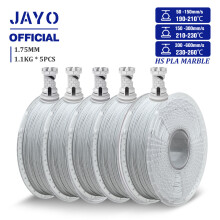 JAYO Hochgeschwindigkeits-PLA-Filament, Marmor-Textur, 1,75 mm, Hellgrau, 5 Rollen