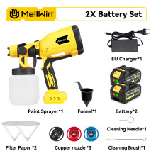 MELLWIN draadloos elektrisch verfspuitpistool, 1000 ml, met 2 accu's, voor auto en meubels