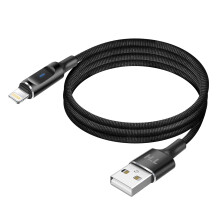 Avizar USB-A–Lightning-kaapeli LED-valolla ja pikalatauksella 2,4A Punottu nailon 1,5m