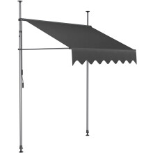 MVPower balkonoverkasting, grijs, 400x120 cm, inklapbaar met handkruk en UV-bestendige stof