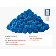 SucceBuy Pool-Filterkugeln, Blau, 1,5 lbs, wiederverwendbare Polyesterfaser-Filtermedien mit Reinigungsbeutel