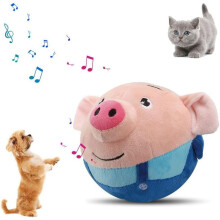 Active Moving Pet Plush Toy, 2024 New Interactive Dog Toys Talking Squeaky Moving Ball Toy, Washable Cartoon Pig Plush Sound Electronic Dog Toy