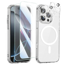Avizar Suojapakkaus iPhone 16:lle, Kuori, 2 Karkaistua Lasia ja 2 Kamerakalvoa