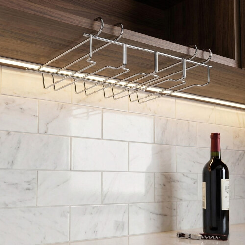 The Magic Toy Shop GEEZY Under Shelf Stemware Wine Glass Holder Storage Rack Hanger Stainless Steel 1