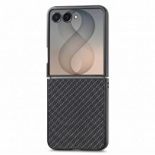 Avizar Suojakuori Galaxy Z Flip 8 Nahka- ja Hiilikuitukuvio Kohotetut Reunat